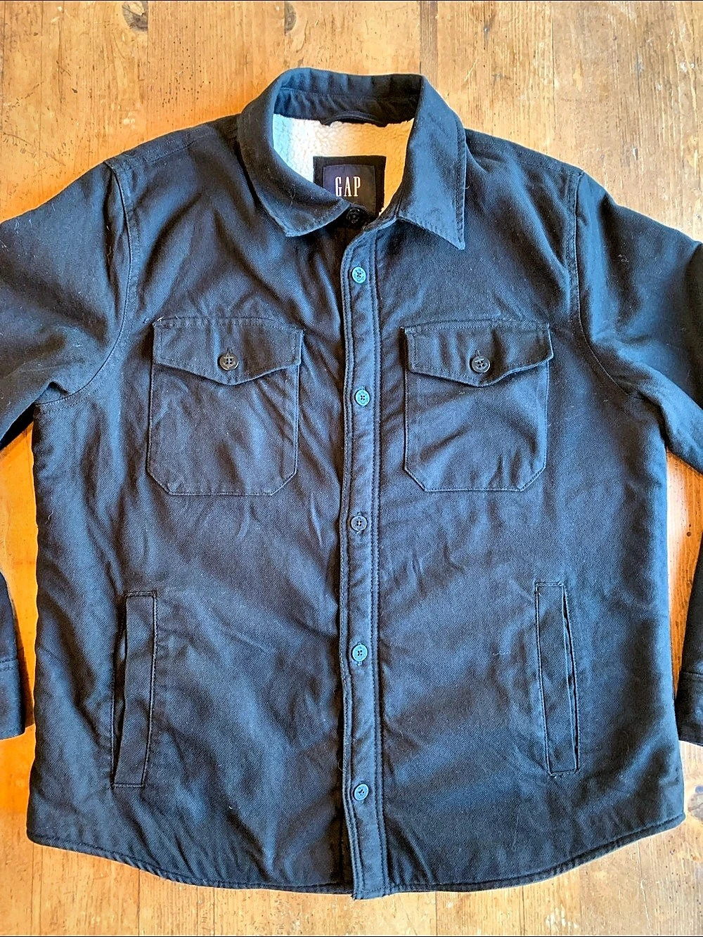 GAP Sherpa-Lined Shirt Jacket Field Jacket Black Large